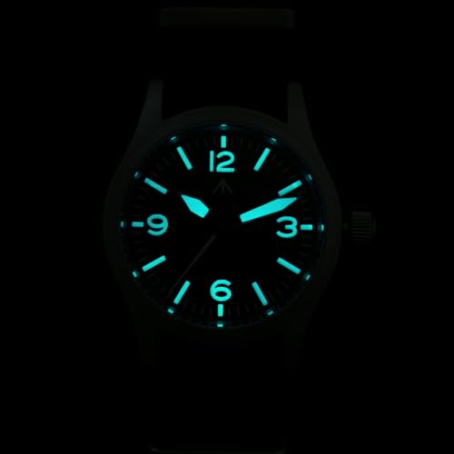 Image of Militado ML05 38mm VH31 Quartz Watch - Domed Sapphire Crystal Field Watch C3 Super Luminous Retro Sweep Wrist Watch for Men 100M Waterproof