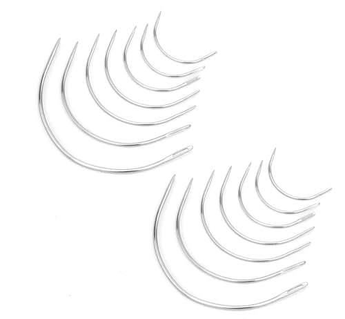 14 agujas curvadas, agujas curvas, agujas curvas, agujas curvas, agujas de tapicería, agujas curvas, agujas curvas, agujas redondas de cuero, aguja de costura curvada, aguja de coser de cuero