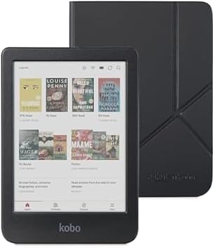 Kobo Clara Colour Black eReader & Black SleepCover Bundle | 6  Glare-Free Colour E Ink Kaleido 3 Display | Dark Mode Option | Waterproof | Built-in-2-Way Stand Cover