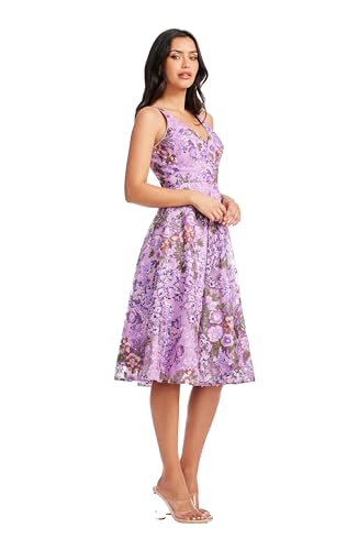 Image of Dress the Population Women's Elisa Sleeveless Plunge Neckline Fit and Flare Midi Dress