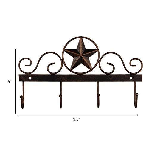 Metalbarnstarkeyrackholderwallmountedmetaldecorative10vintagekeywith4hooksdarkbrownwesternhomewalldecor Urban Country Home Decor Metal barn star key rack holder wall mounted metal decorative 10 vintage key with 4 hooks dark brown western home wall decor urban country home decor