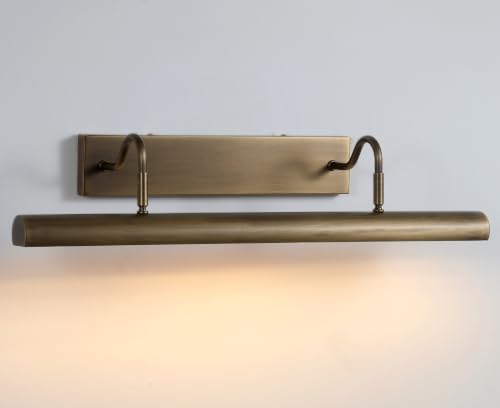 Image of 24 Inch Hardwired Gooseneck Antique Brass Picture Light for Wall, Art Light for Wall, 4 Light Bronze Picture Light (Bulb Included)