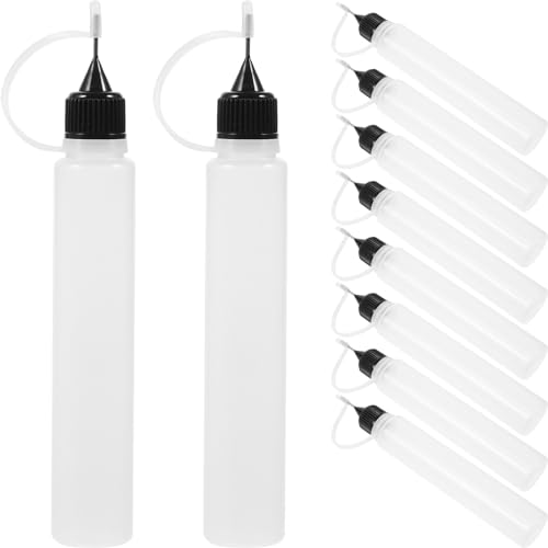 VILLCASE 10pcs Needle Tips Glue Bottle, 30ml Precision Applicator Bottle Squeeze Applicator Translucent Dispenser for Ink DIY Paper Quilling Acrylic Painting