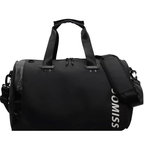 SOGAR SHAMO Mens Gym Duffel Bag with Shoe Compartment & Wet Pocket - 55L Large Capacity Sports Tote Travel Carry-On Bag for Fitness Overnight Trip (Black)