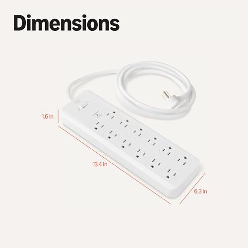 Amazon Basics 12-Outlet, 4000 Joule Power Strip Surge Protector, 8ft, White by Amazon Basics - Image 5
