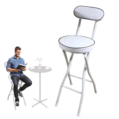 Taburetes de Bar de Cocina, Taburete Alto Plegable para Desayuno de Cocina para Adultos, Taburete de Bar de Cocina con Respaldo, Taburete Alto Redondo Acolchado para Bar, Taburete Alto de ba