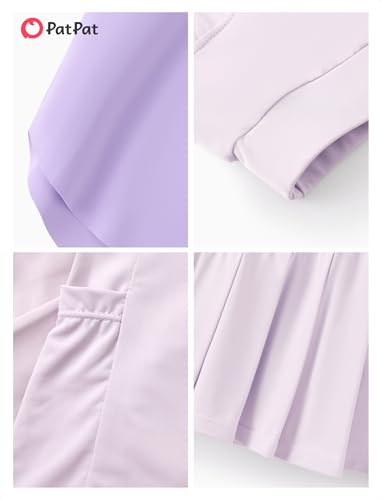Image of PATPAT Girls Tennis Skirt Sets Moisture Wicking Tank Tops and Pleated Skirts 2 Piece Outfits Activewear Sets 5-12 Years