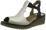 Correa ajustable Fly London Linn384fly, Sandalia Mujer, Negro y Plateado, 39 EU