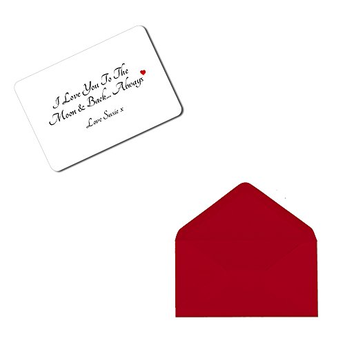 Personalised I Love You to The Moon & Back Metal Sentimental Keepsake Gift Credit Card Sized Wallet/Purse Card Valentines Day Birthday Christmas (White)