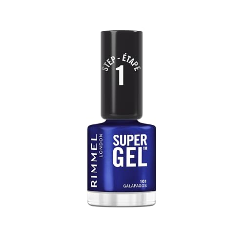 Rimmel Super Gel, 101 Galapagos, Smalto a lunga tenuta, Applicazione facile, Manicure effetto gel, Resistente alle scheggiature, Formula clean, 12 ml