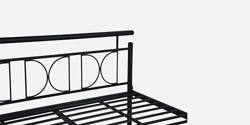 Image of Mexo Metal King Size Bed Without Storage | Wrought Iron Double Bed with Headboard & Footboard | Sturdy Powder Coated Platform Bed King Size Cot for BedroomLivingRoom Black (75x72)