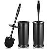 Toilet Bowl Brush Holder Set 2 Pack Modern Deep Cleaning Bathroom Toilet Scrubber with Caddy for Rv - Rim Decorative Accessories Cleaner Brushes for Toilet - Black