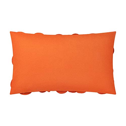 Kingrose Handmade 3D Flower Accent Throw Pillow Cover Decorative Pillowcase Solid Rectangle Cushion Cover For Sofa Bed Living Room Couch Home Decor 12 X 20 Inches Wool Orange #TOP1