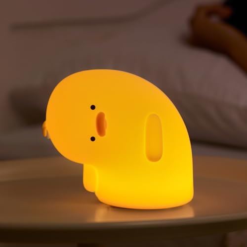 Image of CBNRLOPOP LED Cute Duck Night Light, Why Duck Silicone Nursery Night Light Rechargeable 3 dimmable Levels Table Lamp with Touch Sensor for Bedrooms, Yellow