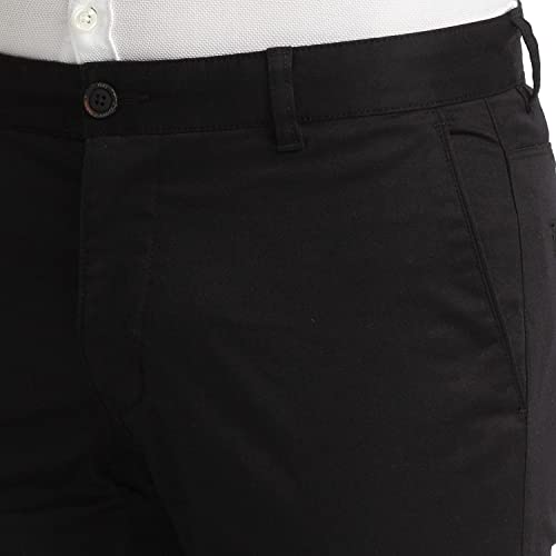 Image of Parx Men's Cotton Blend Plain+Dobby Pattern Low Rise Tapered Fit Flat Front Casual Trouser