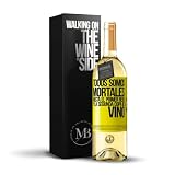 «Todos somos mortales hasta el primer beso y la segunda copa de vino» Mensaje en una Botella. Vino Blanco Premium Verdejo Joven + Gift Box. Etiqueta Amarilla PERSONALIZABLE
