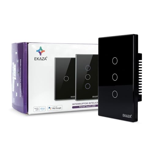 EKAZA Interruptor Inteligente, Touch,borda 2.5 D, Wifi+BLE, 3 bot...