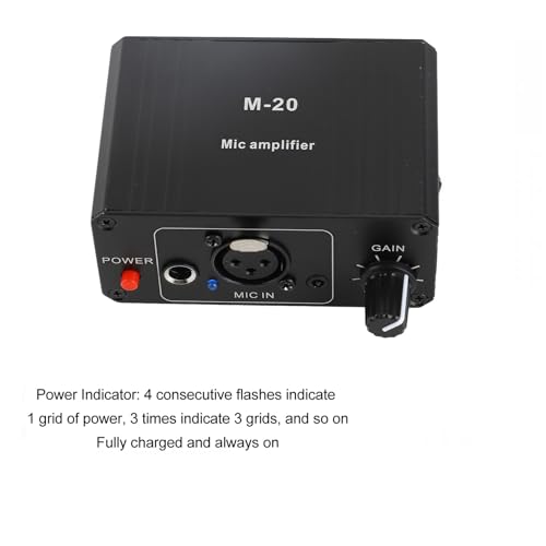Fockety Preamplificador de micrófono, preamplificador de Refuerzo de micrófono con Ganancia máxima de 27db 48V Phantom Power, preamplificador de micrófono para Estudio en casa, podcasts