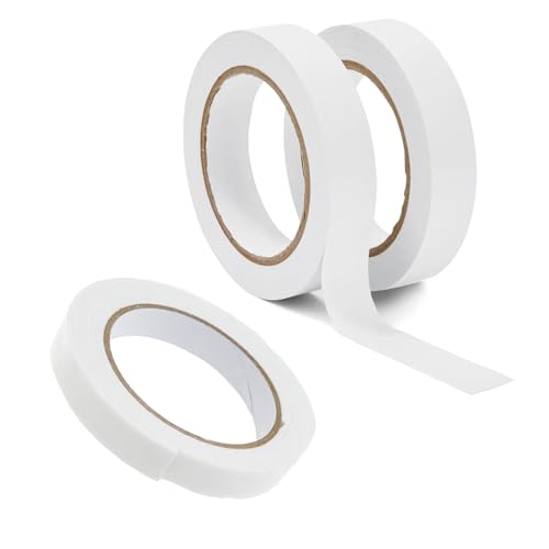 HDXH 3 Pcs Rolls Double Sided Adhesive Clear Sticky Tape Adhensive Sticky Tapes for DIY Craft Card Making Gift Photos Wallpaper Documents-15mm/10mm/8mm Wide and 8 m Long(white)