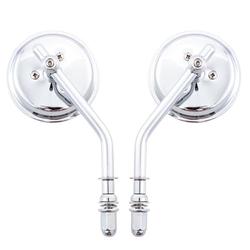 YYSMO para Har&Ley Dyna Bobber Chopper Old School 1982-2018 hasta 8mm Espejos Retrovisores Redondos para Motocicleta Retro Cafe Racer Espejo Lateral(Chrome)
