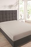 Schiesser Premium Spannbettlaken Jersey-Elasthan, 95% Gekämmte Baumwolle, 5% Elasthan, Wasserbett- / Boxspringbettgeeignet, Farbe:Silber, Größe:100 cm x 200 cm