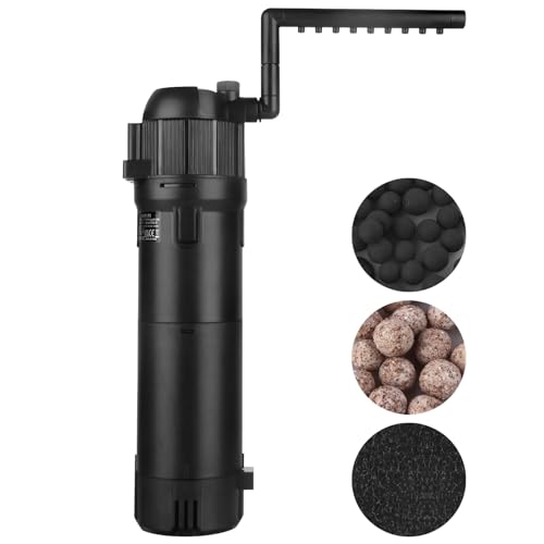 ITIY 3-Stufen Aquarium Filter in-Tank-Filter Innenfilter Fisch Schildkrötenfilter 6W 650L/H Water Pump für 50-300L Aquarien mit Belüftung/Regenfall-Modi, Durchflussrate und Richtung einstellbar