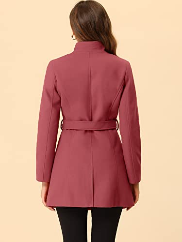 Image of Allegra K Women's Winter Elegant Stand Collar Overcoat Long Belted Pea Coat