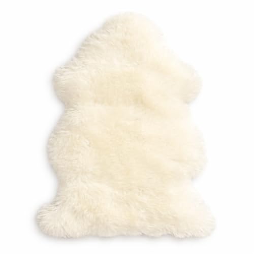 Peau de Mouton/Agneau 100%, Doux et Moelleux, idéal pour Le Salon, la cheminée, la Chambre ou la Chambre d'enfant, Blanc - Taille XL 110-120 cm
