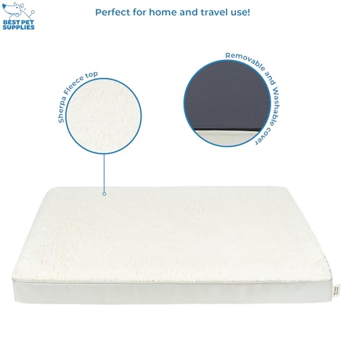 Best Pet Supplies Orthopedic Dog Bed with Memory Foam, Washable Dog Crate Mat for Small, Medium & Large Dogs, Thick Mattress for Crates, Kennels or Floor, Waterproof Pet Bed - Beige, 41 x 29 x 4