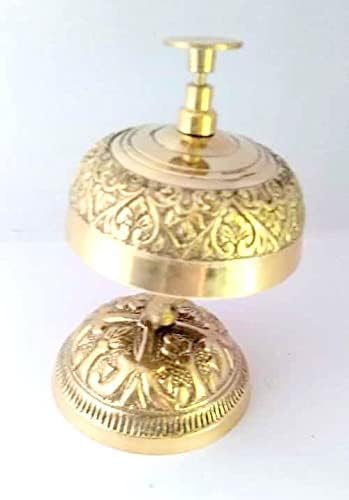Antique Brass Desktop Bell, Decorative Handmade Service Bell, Nautical Home and Office Decor