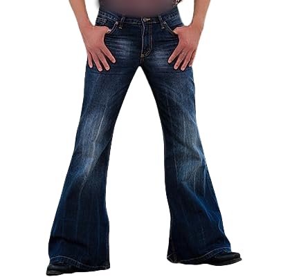 Mens Casual Bell Bottom Jeans Relaxed Stretch Flared Fit Male Jean Pant Classic Retro Disco Denim Pants