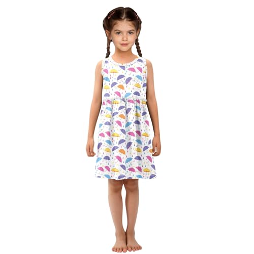 Girls and Toddlers'Sleeveless Colored Umbrella Pattern Summer Casual Dresses for Home Party Beach 2-8 Years4