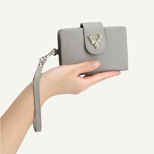 Womens Wallet Deer Small Bifold Wristlet Wallet With Coin Pocket ID Window Card Holder4