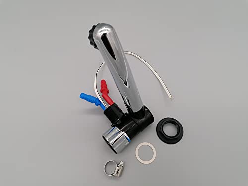 CR-MOESANCO® Wasserhahn London, verchromt, für heißes und kaltes Wasser, für Wohnwagen, Wohnmobil, Boot oder Camping, mit Schalter, 12 V / 24 V