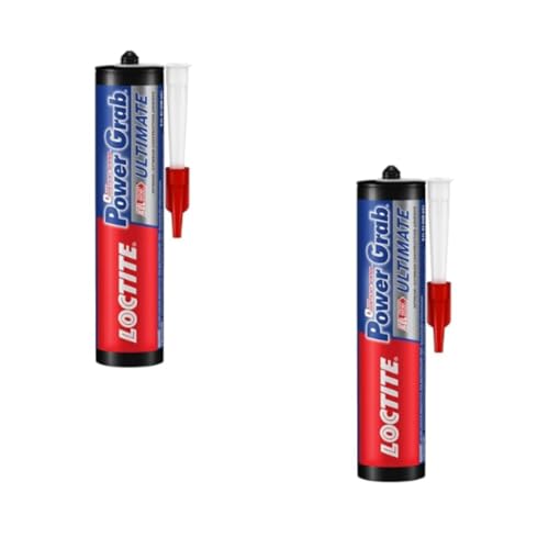 Image of Loctite Power Grab All-Purpose Construction Adhesive, high strength, high tack, gap-filling adhesive, No-nails and screws, Bonds to wood, MDF, concrete, glass, marble, granite, stone,brick,460g*2