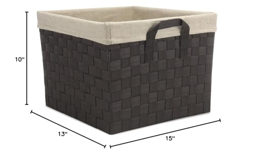 Whitmor Woven Strap Storage Tote Basket with Liner - Espresso