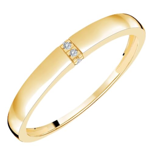 Planetys Bague Alliance pour Femme en Or Jaune 375/1000 sertie 4 Diamants blancs