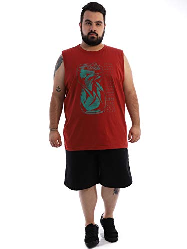 Regata Plus Size Masculina Algodão Estampada Lata Ferrugem