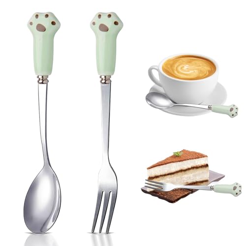 Juego de cucharas pequeñas de acero inoxidable y tenedores para tartas, cucharas de café de 13 cm, cucharas de café expreso pequeñas, cucharillas de té, cucharas de postre, para restaurantes
