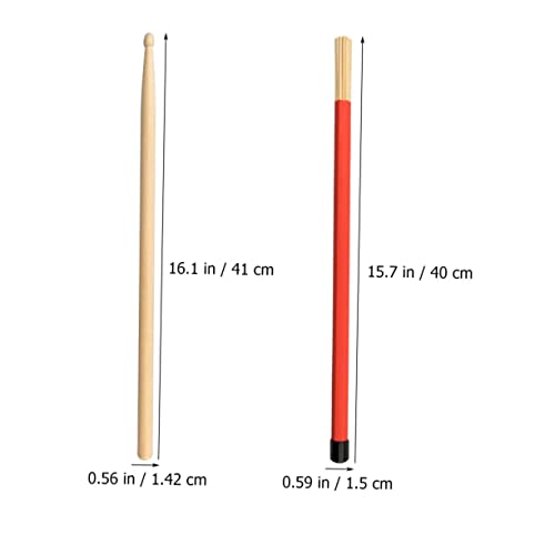 Set de Baquetas de Maple y Cepillos de Alambre para Batería, Accesorios Livianos y Portátiles para Jazz y Percusionistas miniatura 5
