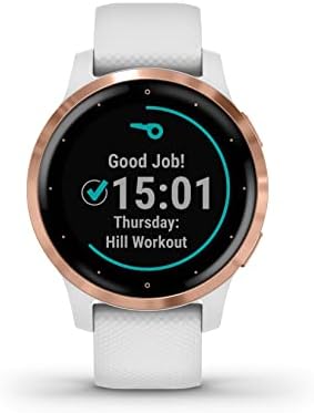 Garmin Vívoactive 4S, Smaller-Sized GPS Smartwatch, Features Music, Body Energy Monitoring, Animated Workouts, Pulse Ox Sensors and MORE, White/Rose Gold