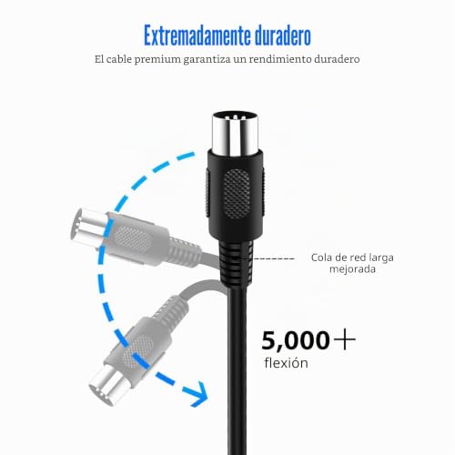 Miniatura 6 de Cablepelado Cable Audio Din 5 Pines Cable Midi 5 Pin Para Instrumentos De Controlador Midi, Teclado Piano Secuenciador Batería Procesador Efectos Muestreador Pedal Multiefecto Negro 3 Metros
