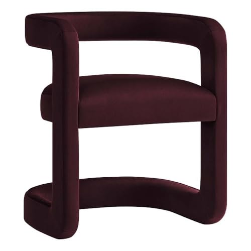 Modway Winslow Stain-Resistant Performance Velvet Dining Chair in Mulberry - Open Back Barrel Armchair - Upholstered Dining Chair - Cozy Reading Chair or Velvet Vanity Chair