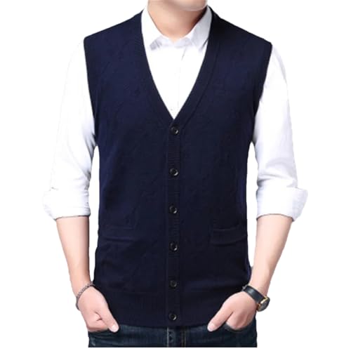 Men Autumn Winter Knitted Sweater Vests Fashion V Neck Casual Sleeveless Single Breasted Slim Knit Vest