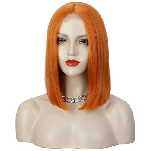 Perruque bandeau orange courte lisse : la solution anti-colles pour femme active