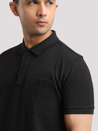 Image of Rupa Bumchums Men Super Combed Cotton Solid Half Sleeve Club Collar Polo Regular Fit T-Shirt with Chest Pocket