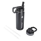 Double Stainless Steel Insulated Water Bottle, 18 oz, Black, 1 Pack