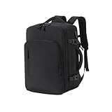 Treer Mochila Viaje Cabina Avion 45x30x20, Mochila Viaje Hombre Mujer, Travel Backpack, Impermeable Bolsa Viagem, Equipaje de Mano, para Vueling Ryanair (Negro,45x30x20cm)