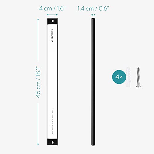 Navaris 2x Werkzeug Magnetleiste 45,7cm lang - Werkzeughalter Magnetband Wand Leiste Magnethalter - Werkzeughalterungen für Werkstatt - 15kg Traglast