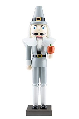 Clever Chef Traditional Wooden Collectible Pilgrim Decorative Nutcracker, Festive Christmas Décor, 14 Inch Tall Perfect for Shelves and Tables, 100% Wood